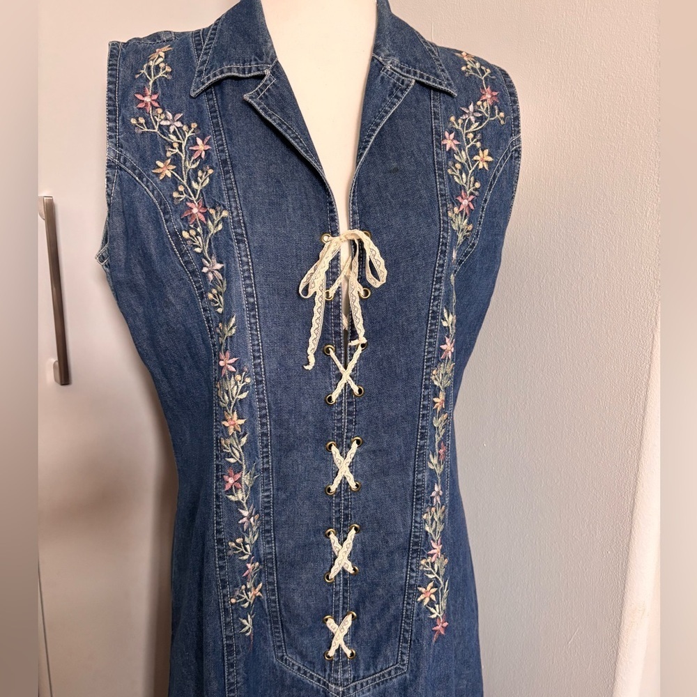 Vintage Embroidered Denim Farmer’s Market Maxi Dress - Picture 5 of 8